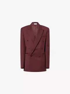 Burgundy double-breasted blazer